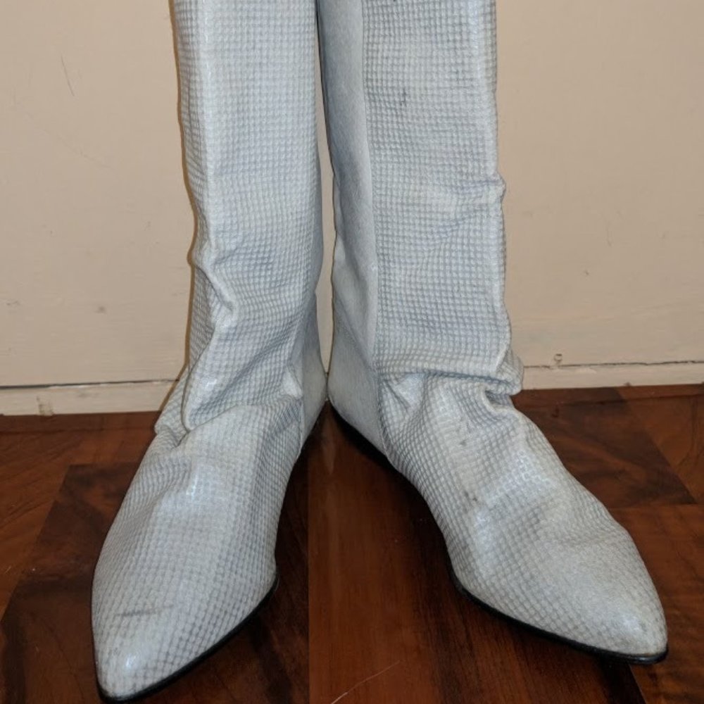 White, Mid-Calf VINTAGE Boots, Sz 6, Made in Spain